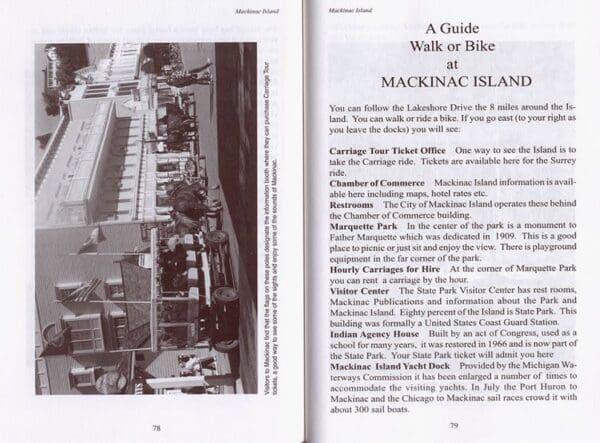 A page from the book, walking in mackinac island.