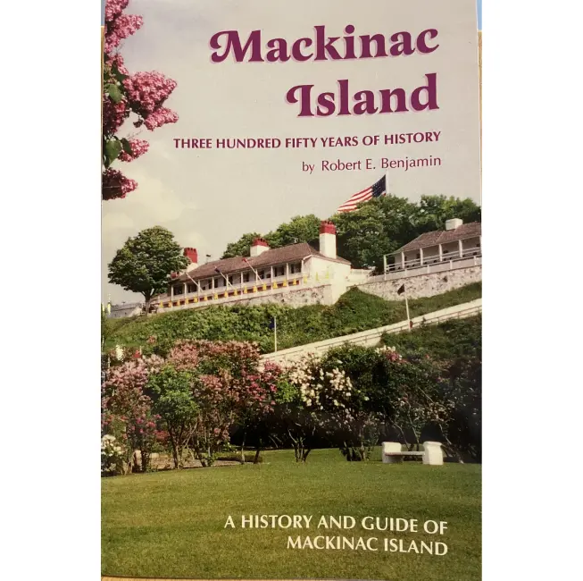 A book cover with a picture of mackinac island.
